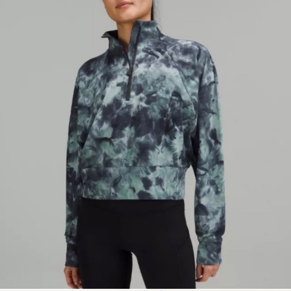 Lululemon Ready to Rulu Half-Zip Pullover Diamond Dye Silver Tidewater Teal Sz 4